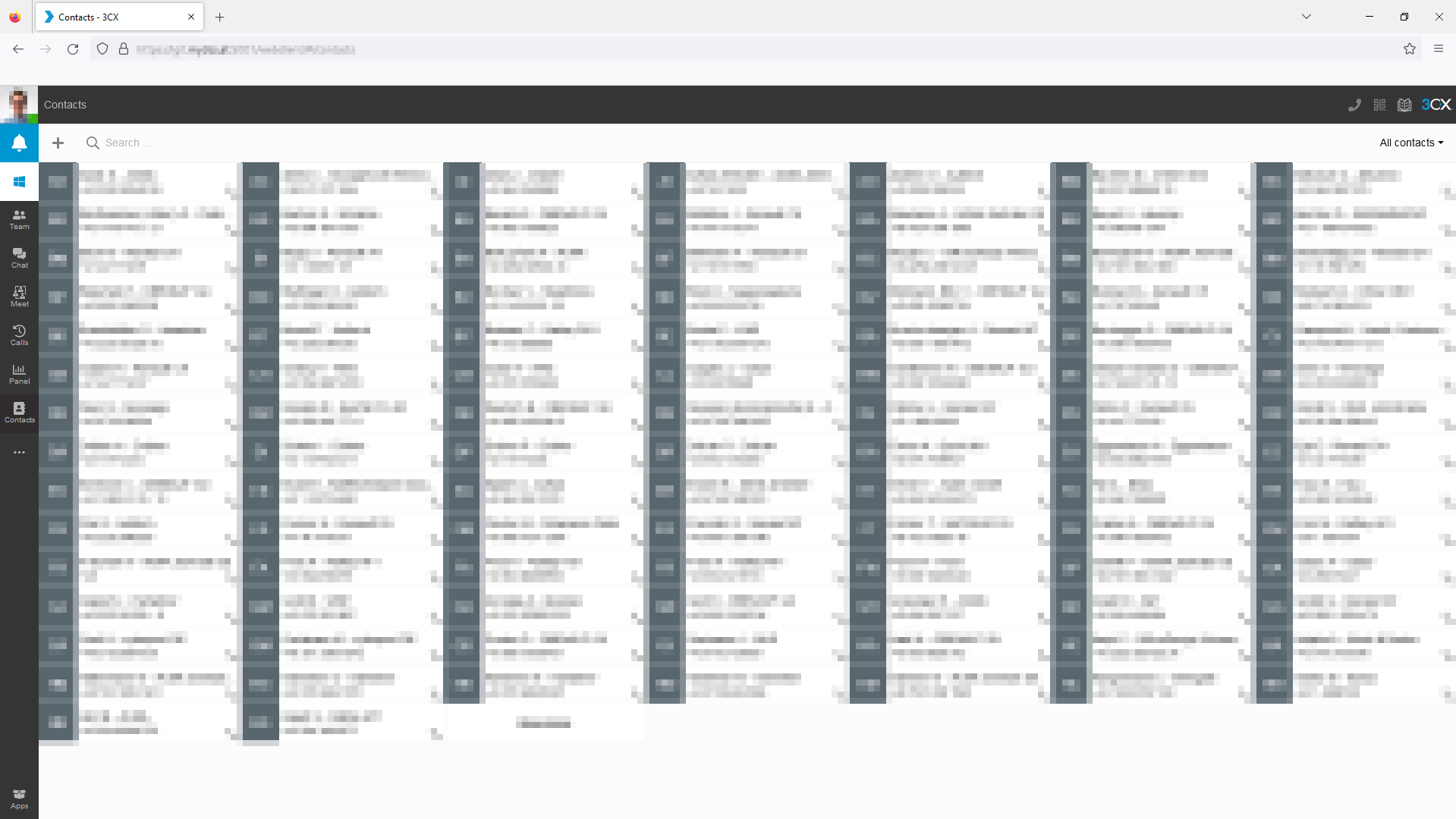 Webansicht des 3CX Telefonbuches